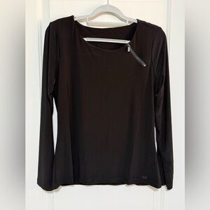 Calvin Klein Black Long Sleeve Top with Zipper